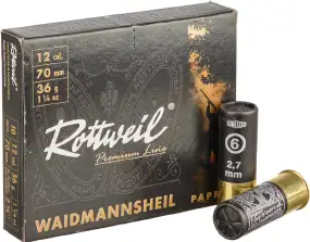 Патрон Rottweil Waidmannsheil Pappe кал. 12/70 дріб № 6 (2,7 мм) наважка 36 г