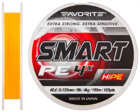 Шнур Favorite Smart PE 4x 150м (оранж.) #0.6/0.132мм 4кг